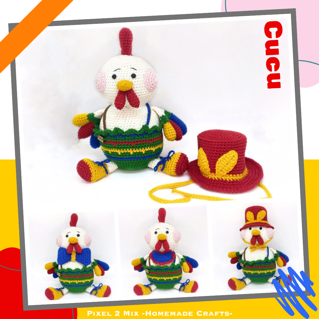 Cucu * The (Easter) Rooster with Bunny Hat * PDF Crochet Pattern