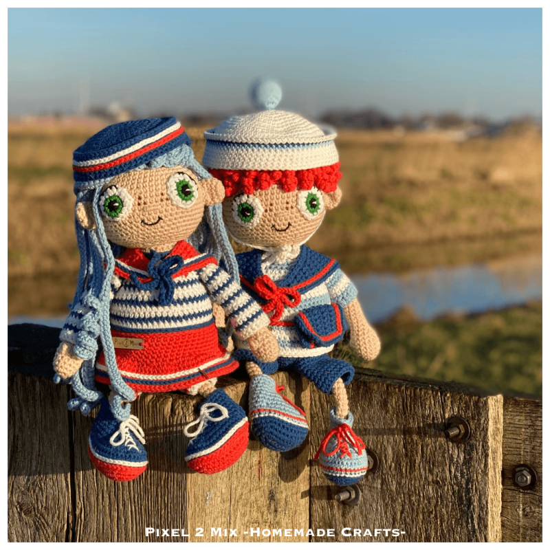 Meet Mary - The Sailor Girl and Mickey - The Playful Sailor, Sailor Buddies: Mary & Mickey on an Adventure, the mischievous duo always seeking sea adventures! Crochet Sailor Girl, Crochet Sailor Boy. Whether they're frolicking on the deck, sailing on a sh