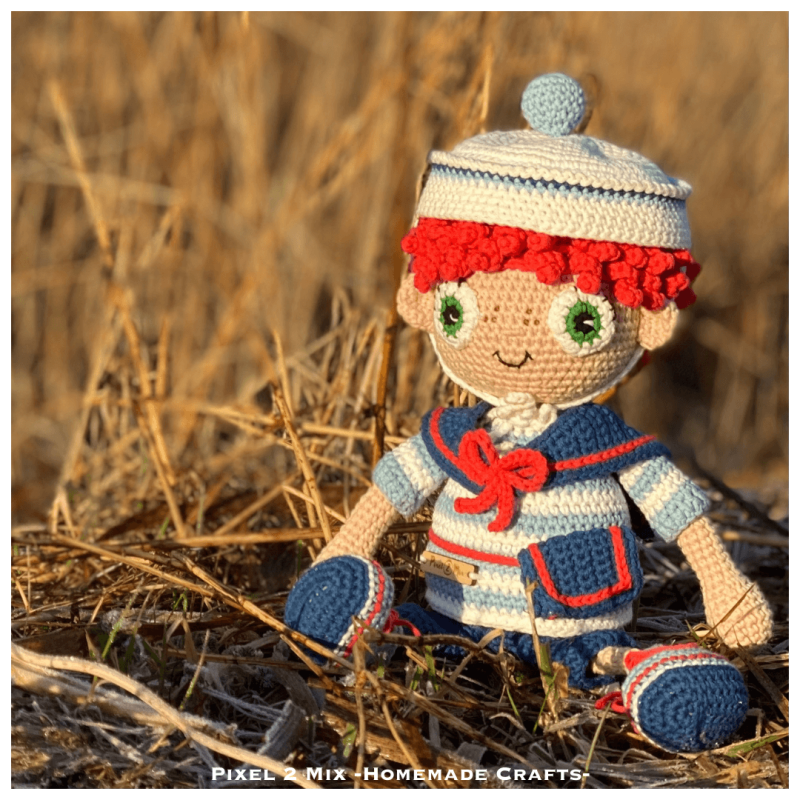 Mickey - The Sailor, the perfect addition to your next crochet project! Crochet Amigurumi Sailor, Crochet Amigurumi Beach Boy. With Pixel 2 Mix's crochet pattern, you can bring this sturdy sailor to life on your own. Detailed instructions make crocheting 