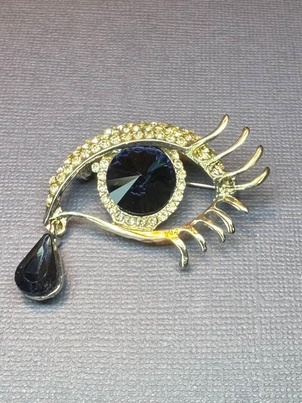 Elegant Silver and Blue Eye Brooch
