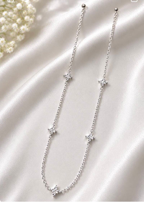16” Sterling Silver Star-Cut Moissanite Station Necklace