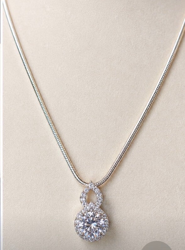 Elegant Sterling Silver Moissanite Diamond Pendant Necklace
