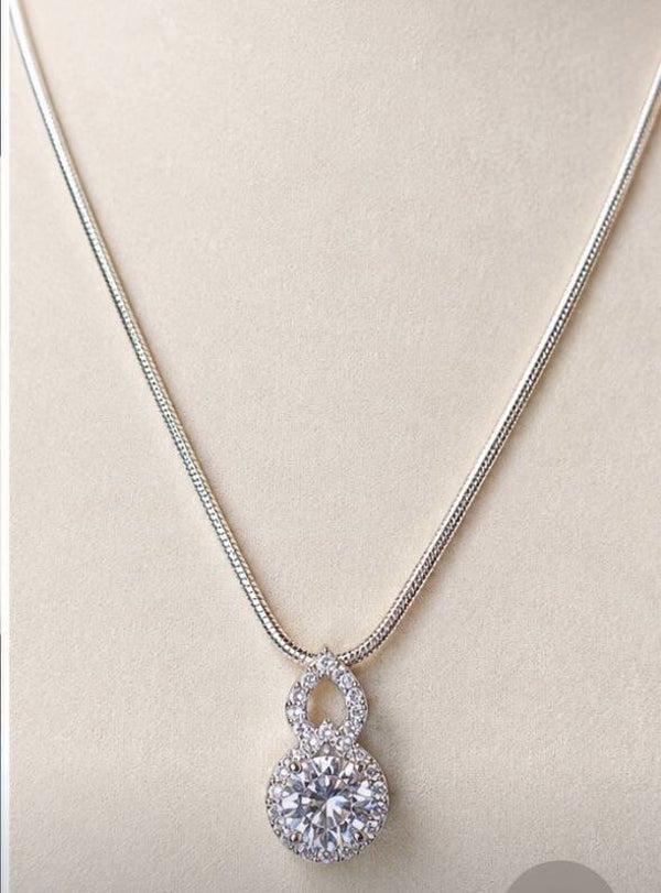 Elegant Sterling Silver Moissanite Diamond Pendant Necklace