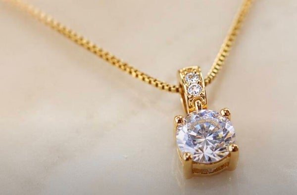 Elegant Gold Necklace with 3 Carat Moissanite Diamond Pendant