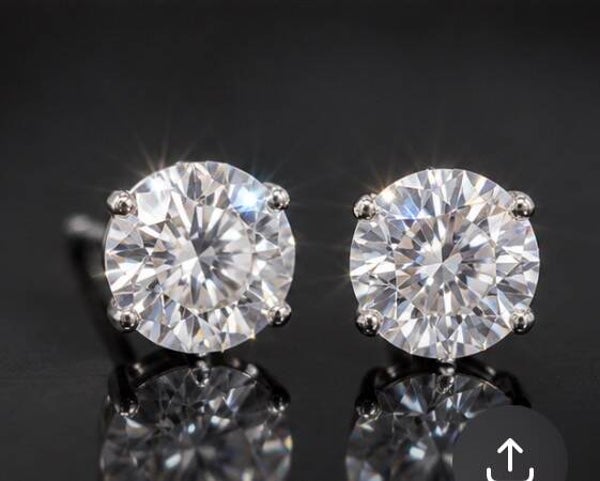 Elegant Sterling Silver 2 Carat Violet Moissanite Diamond Stud Earrings