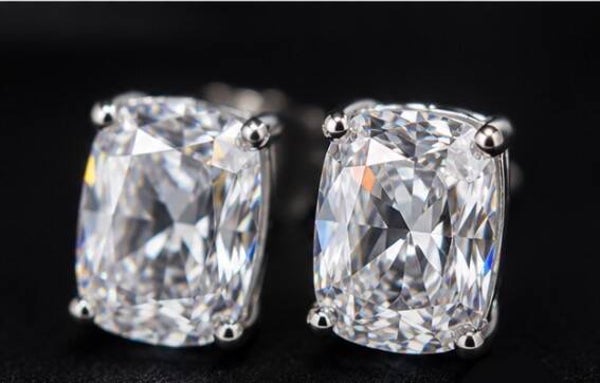 Elegant Sterling Silver 4 Carat Moissanite Diamond Stud Earrings