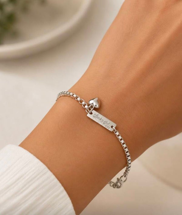 Sterling Silver Plated Bracelet With Heart