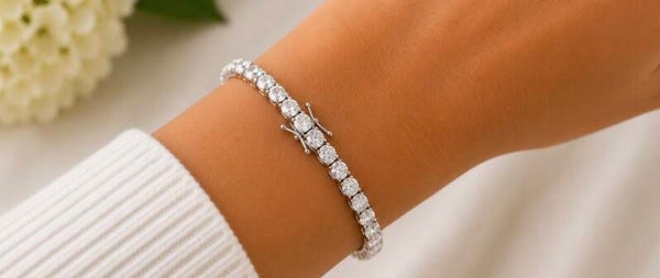N- Elegant 8” Sterling Silver Tennis Bracelet With Moissanite Diamonds