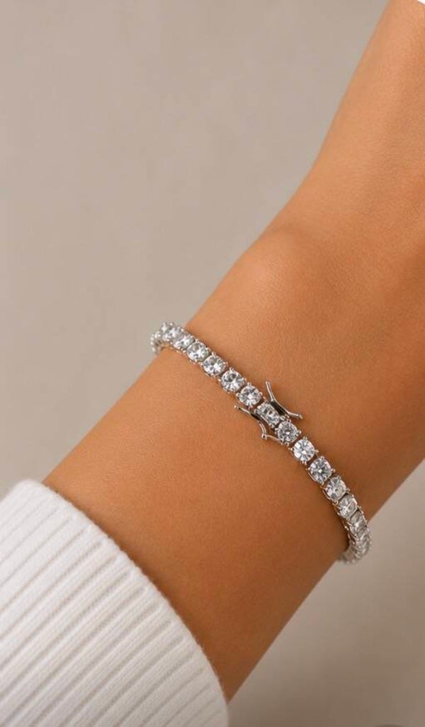 N- Elegant 7” Sterling Silver Tennis Bracelet With Moissanite Diamonds