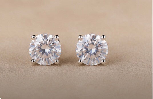 Elegant Sterling Silver 3 Carat Moissanite Diamond Earrings