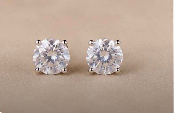 Elegant Sterling Silver 3 Carat Moissanite Diamond Earrings