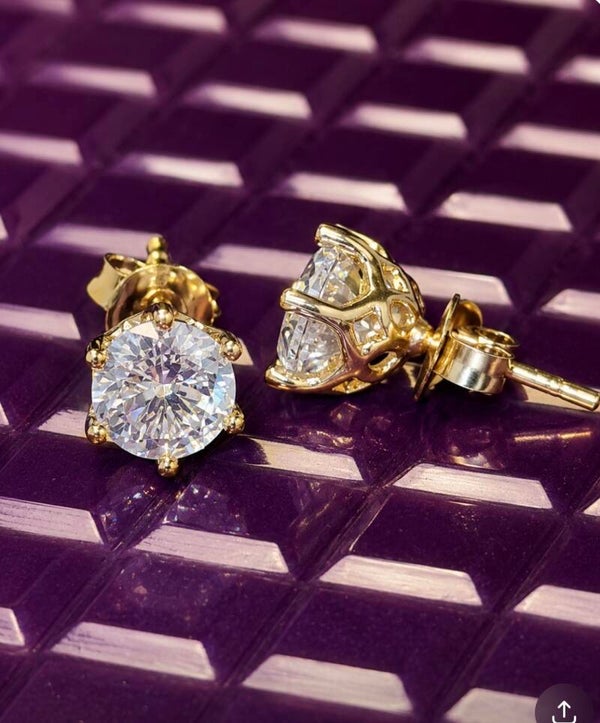 Elegant Gold and Moissanite Diamond 1 Carat Stud Earrings