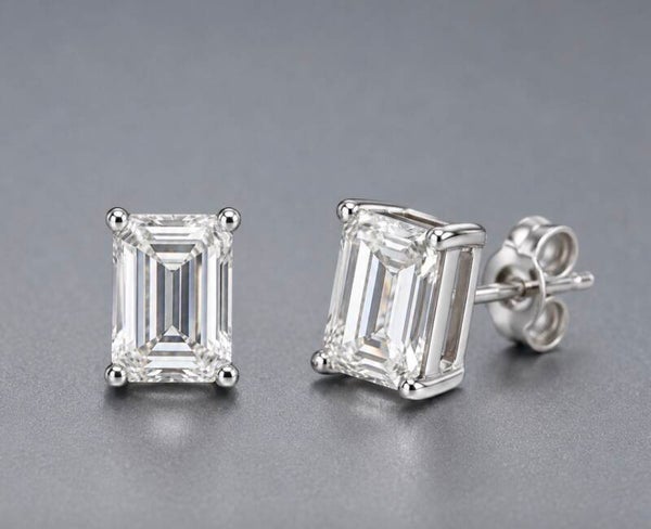 Elegant Steeling Silver 3 Carat Moissanite Diamond Stud Earrings