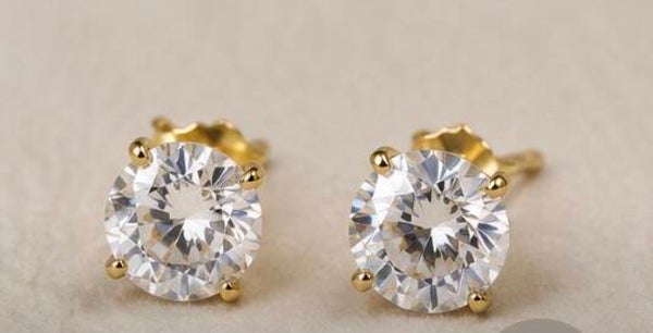 Elegant Gold and 1 Carat Moissanite Diamond Stud Earrings