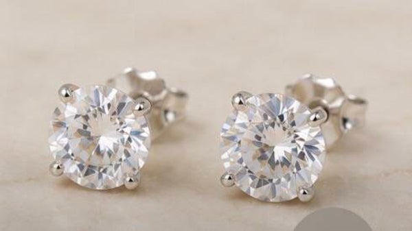 Elegant Sterling Silver 2 Carat Moissanite Diamond Stud Earrings