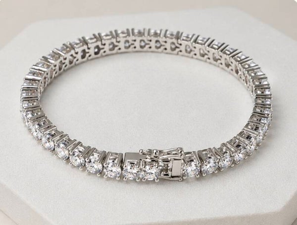 Elegant 7” Sterling  Silver Moissanite Oval Diamond Tennis Bracelet