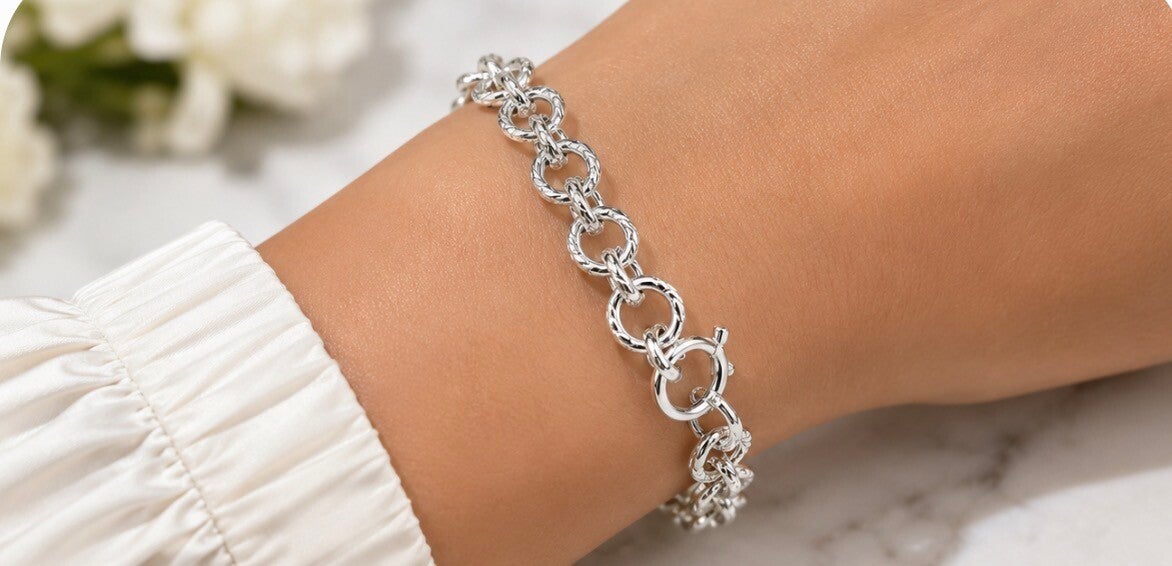 B- Intricate 925 Sterling Silver Plated Byzantine Chain Bracelet
