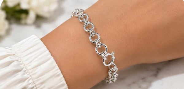 B- Intricate 925 Sterling Silver Plated Byzantine Chain Bracelet