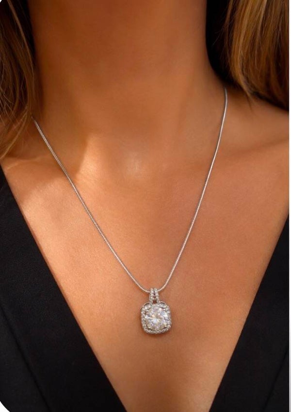 18” Sterling Silver, 3 Carat Moissanite Pendant Necklace