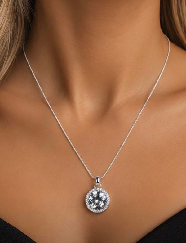 Elegant Sterling Silver 5 Carat Moissanite Pendant Necklace