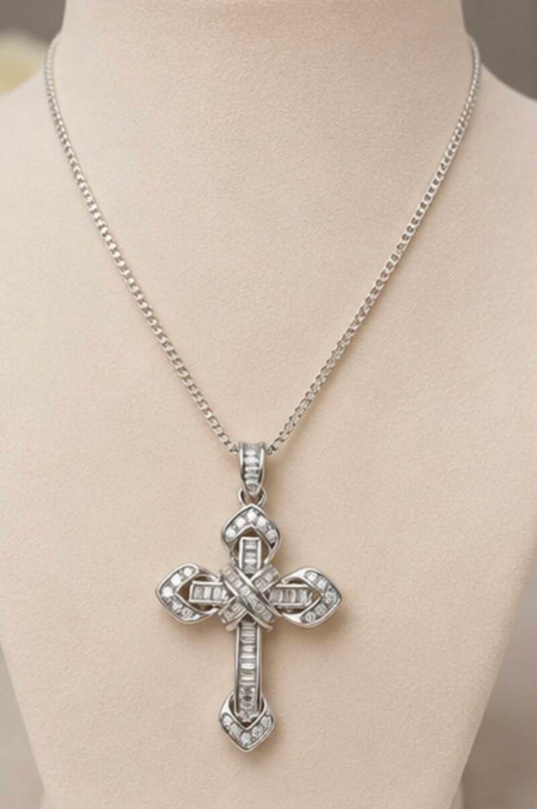 Elegant Sterling Silver Cross Pendant Necklace