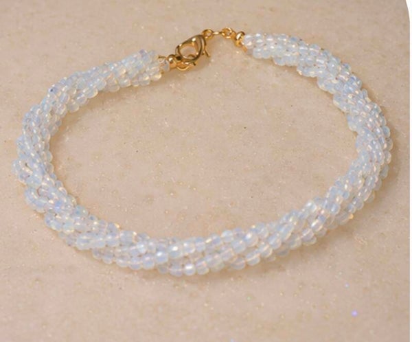 Elegant White Ethiopian Twist Beaded Bracelet For Calming and Grounding