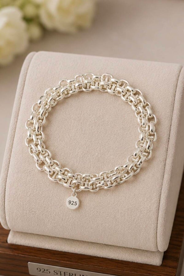 Elegant 7.5” Sterling Silver Chain Bracelet