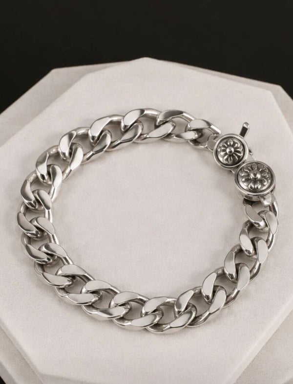 Sterling Silver Over Stainless Steel 9”Chain Bracelet
