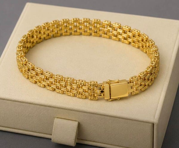 Elegant 8” 15mm Gold Plated Bracelet