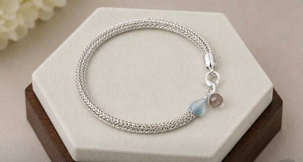 Elegant 8” Sterling Silver Wheat Bracelet