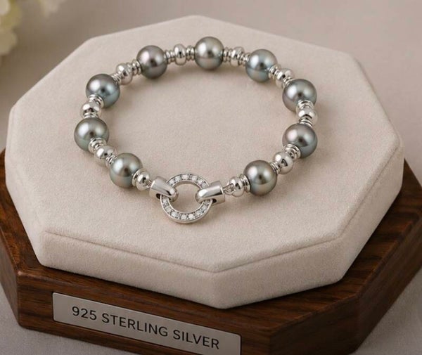 Elegant Silver Pearl Bracelet