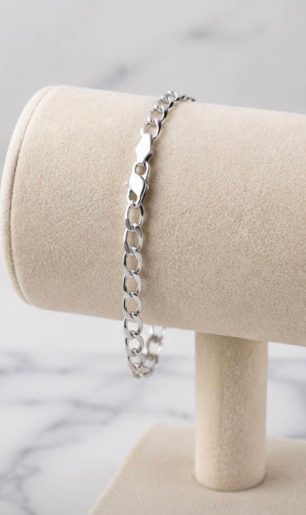 Elegant 8” Sterling Silver Chain Bracelet