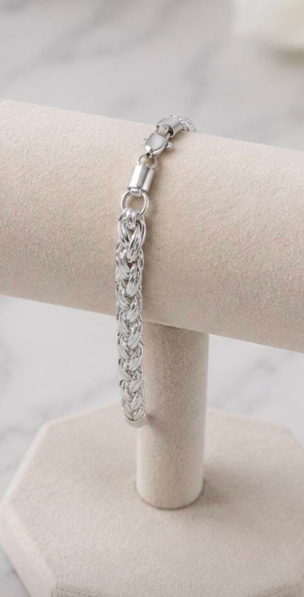 Elegant Sterling Silver Braided Bracelet