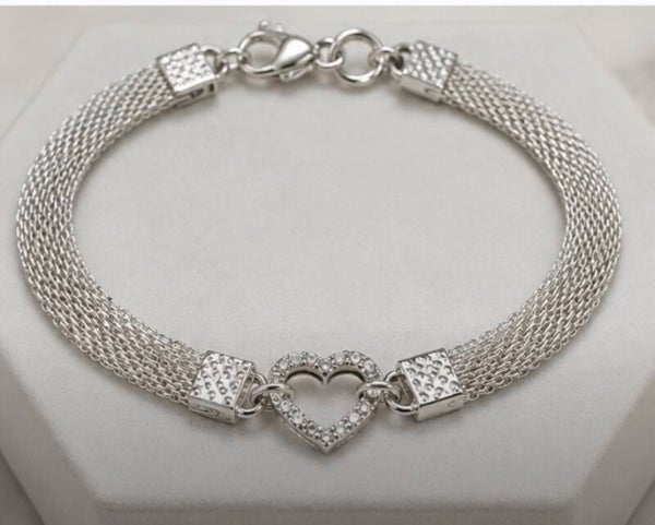 Elegant Sterling Silver Plated Heart Anklet
