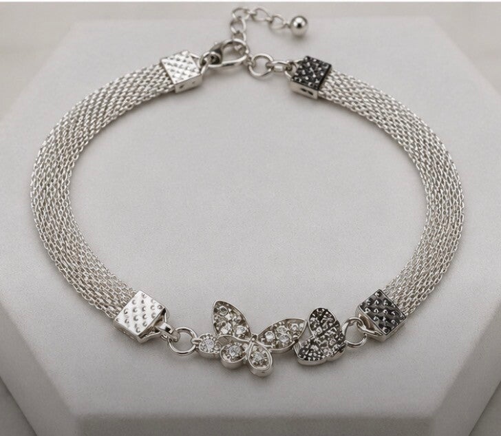 Elegant Sterling Silver Plated Butterfly Anklet