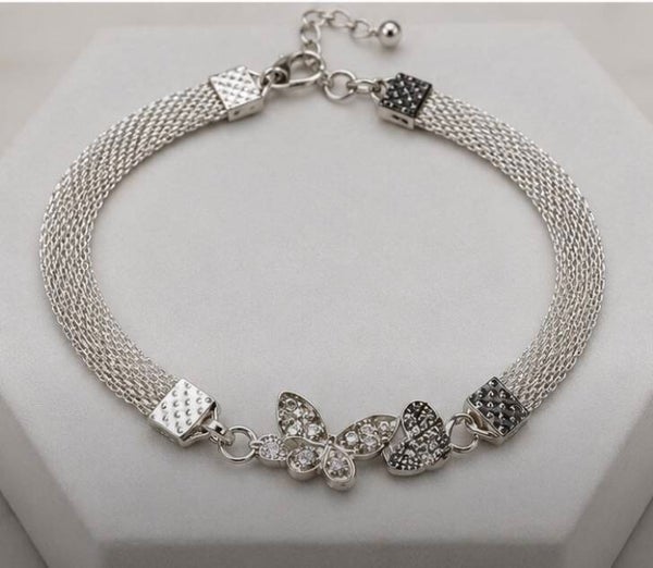 Elegant Sterling Silver Plated Butterfly Anklet