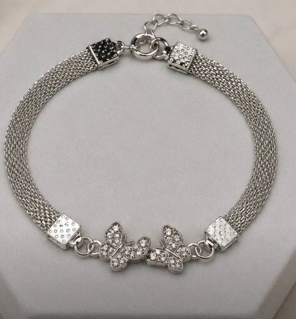 Elegant Sterling  Silver Plated Bow Anklet