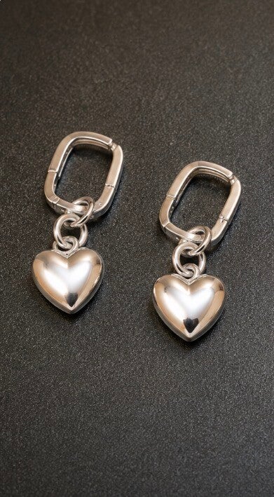 Sterling Silver Heart Dangle Earrings