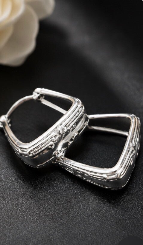 Elegant  Silver Hoop Earrings