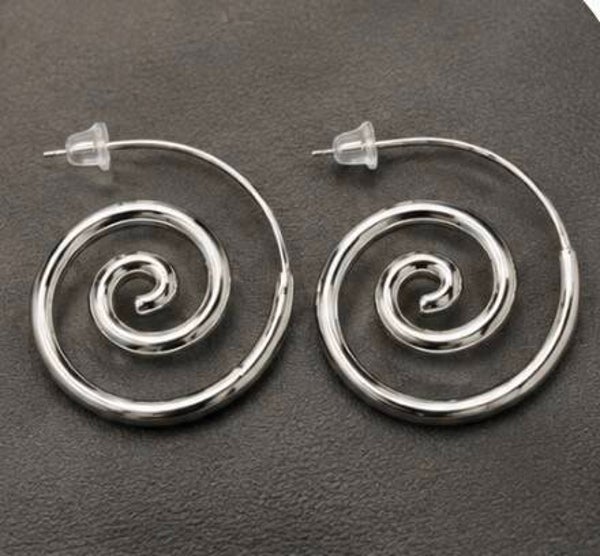 Silver Spiral Hoop Earrings