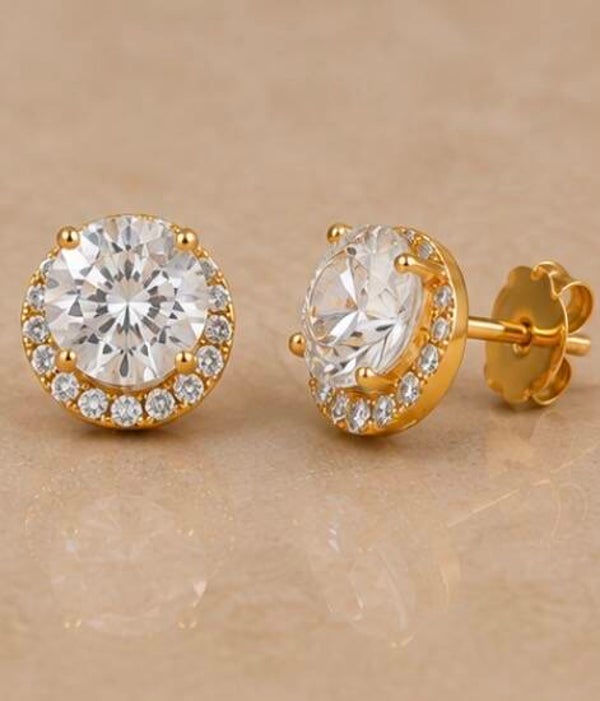 Elegant Gold and Silver 1 Carat Moissanite Diamond Stud Earrings