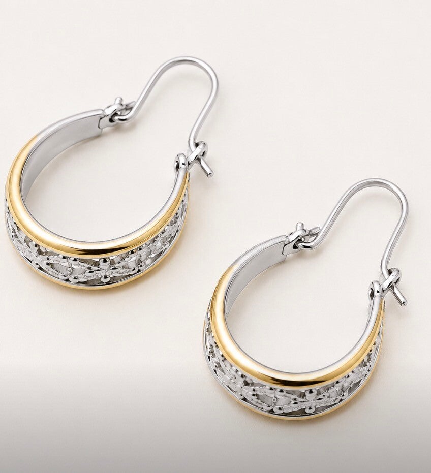 Silver and Gold Textured Earrings