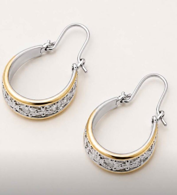 Silver and Gold Textured Earrings