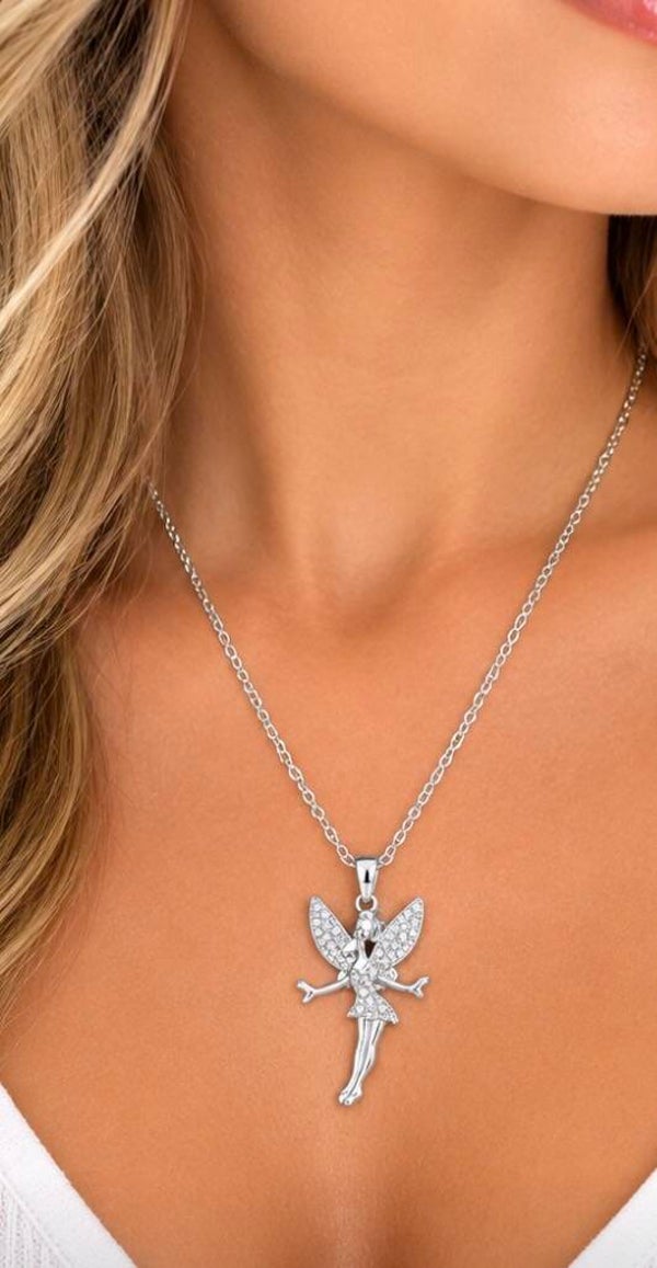 Silver 18” Fairy Pendant Necklace
