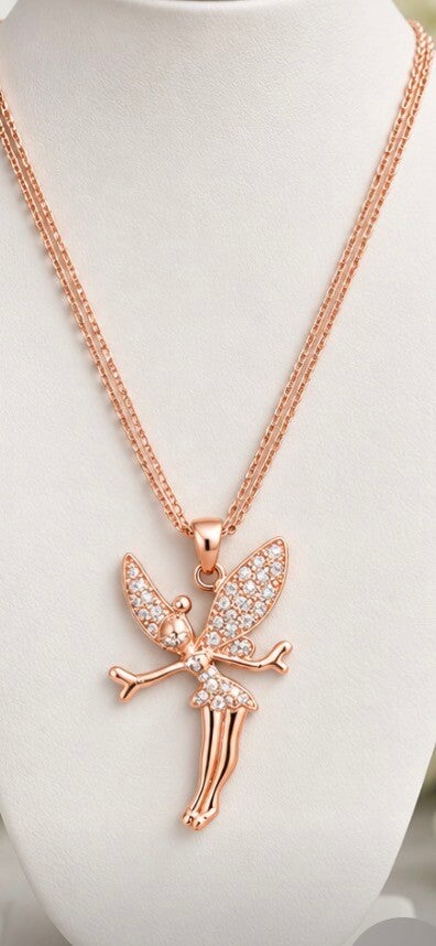 Rose Gold 18” Fairy Pendant Necklace