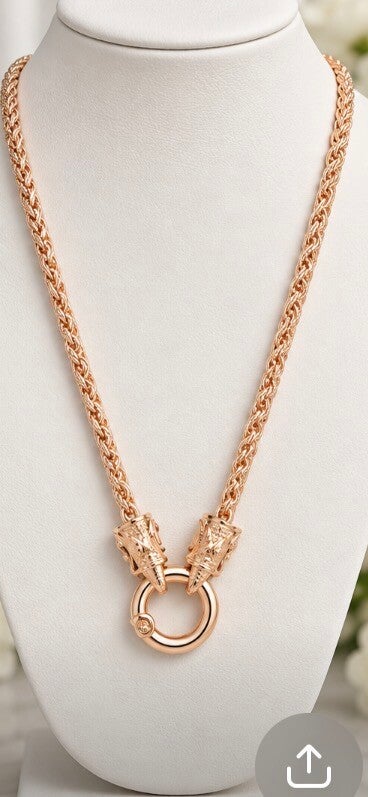 Rose Gold 22” Rope Chain Necklace with Decorative Clasp