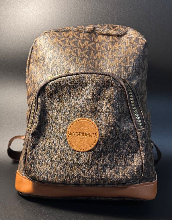 Brown Monogram Backpack with Leather Accents