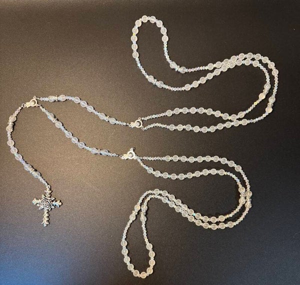 Elegant Silver Rosary Necklace