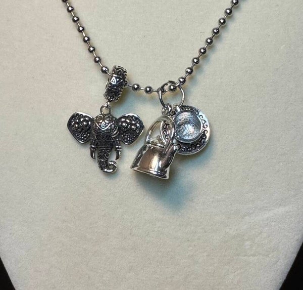 Silver Stainless Steel Elephant, Tea Kettle and Saucer