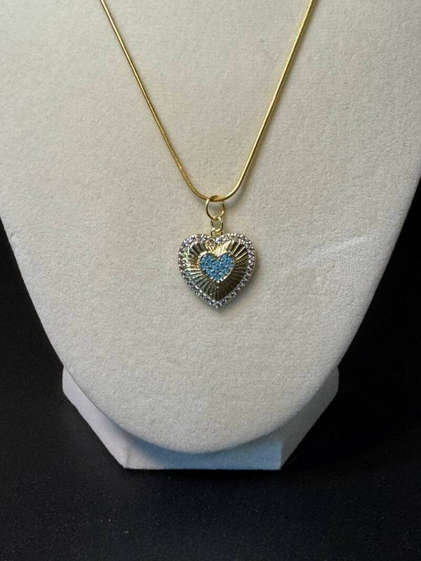 Gold and Silver Heart Pendant Necklace